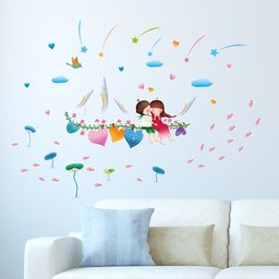 Amazon Brand - Solimo Wall Sticker for Bed Room (Love is in The air, Ideal Size on Wall: 128 x 92Â  cm)