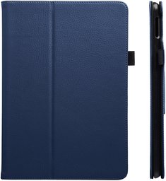 AmazonBasics Étui en cuir synthétique avec rabat à fonction veille/réveil automatique pour iPad, Bleu marine, 24,6 cm