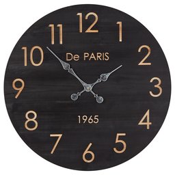 Amazon Brand – Stone & Beam Round Battery Operated Vintage Decorative Wall Clock - 23 Inch, Black Wood