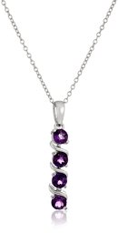 Amazon CollectionPlata de ley 4-stone 4Â mm genuino y lab-created Gemstone Collar con Colgante, 45,7Â cm