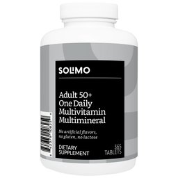 Amazon Brand - Solimo Adult 50+ One Daily Multivitamin Multimineral, 365 Tablets, Value Size - One Year Supply