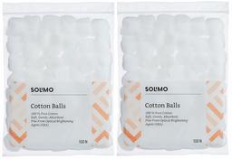 Amazon Brand - Solimo Cotton Balls - 100 Pcs (Pack of 2)