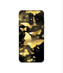 Amazon Brand - Solimo Designer Golden Butterfly Pattern 3D Printed Hard Back Case Mobile Cover for LG Q7