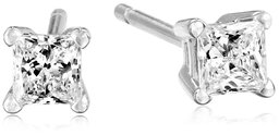 IGI Certified Platinum Princess Diamond Stud Earrings (1/3 cttw, G-H Color, VS2 Clarity)