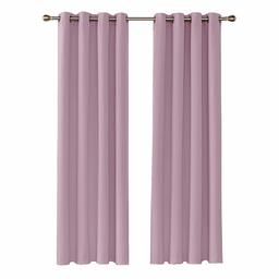 UMI by Amazon Eyelet Blackout Curtains Thermal Insulated Energy Saving Curtains for Bedroom 46 x 90 Inch Light Pink Two Panels