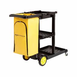 AmazonCommercial Janitorial Cart, Black (Renewed)