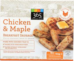 365 Everyday Value, Chicken Breakfast Sausage Link Maple Frozen Step 2, 7 Ounce