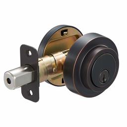 AmazonBasics Contemporary Round Deadbolt - Single Cylinder - Oil Rubbed Bronze