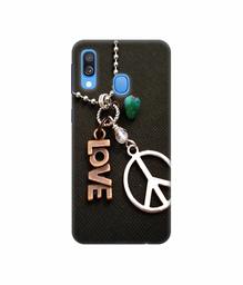 Amazon Brand - Solimo Designer Love and Peace 3D Printed Hard Back Case Mobile Cover for Samsung Galaxy A40