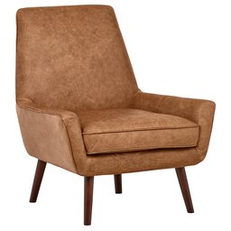 Amazon Brand – Rivet Jamie Leather Mid-Century Modern Low Arm Accent Chair, 31