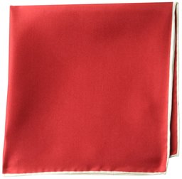 BUTTONED DOWN Men's Classic Silk Hand Rolled Pocket Square, solid red/white, One Size