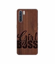 Amazon Brand - Solimo Designer Girl Boss On Wood 3D Printed Hard Back Case Mobile Cover for Oppo F15