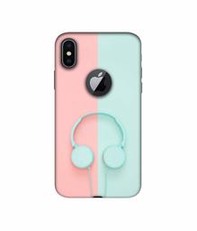 Amazon Brand - Solimo Designer Head Phone 3D Printed Hard Back Case Mobile Cover for Apple iPhone X (Logo Cut)