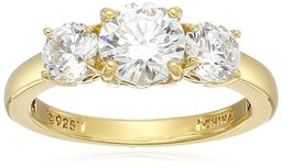 Yellow-Gold-Plated Sterling Silver Round 3-Stone Ring made with Swarovski Zirconia (2 cttw), Size 6