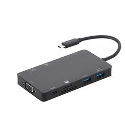 AmazonBasics Aluminum USB 3.1 Type-C Docking with HDMI, VGA, Ethernet, 2 USB-A, Type-C Data Port (5Gbps), and Type-C Charging Port (PD 100W) - Black