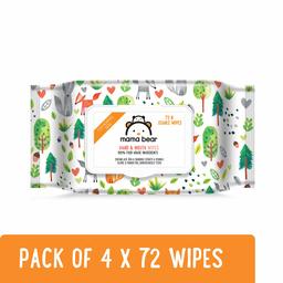 Amazon Brand - Mama Bear Hand & Mouth Wipes - 72 wipes/pack (Pack of 4)