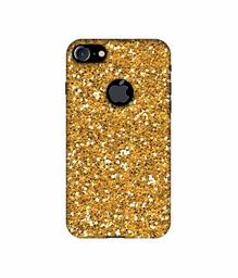 Amazon Brand - Solimo Designer Golden Sparkle UV Printed Soft Back Case Mobile Cover for Apple iPhone 7 (Logo Cut)