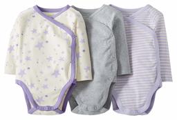 Moon and Back by Hanna Andersson Baby 3-Pack Organic Cotton Long Sleeve Side Snap Bodysuit