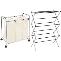 AmazonBasics Laundry Sorter and Chrome Drying Rack Set