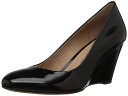 206 Collective Amazon Brand Women's Battelle Closed-Toe Covered Wedge Pump, Black Patent Leather, 11.5 B US