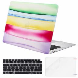 Eono MacBook Air 13 Inch 2018-2020 Release A2179 A1932 with Retina Display, 3 in 1 Plastic Case, Keyboard Cover, Screen Protector, Compatible with MacBook Air 13 Inches, Rainbow Stripes