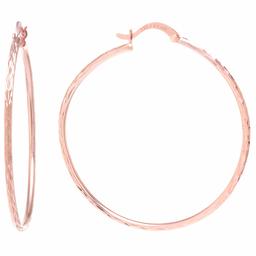 Amazon Collection Starburst - arete de aro para mujer con corte de diamante, Rose gold, 2.5x50