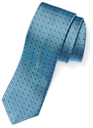 Buttoned Down 100% Silk Tie neckties, teal windowpane, Regular