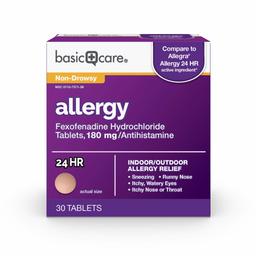 Basic Care Allergy, Fexofenadine Hydrochloride Tablets, 180 mg, 30 Count