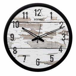 Amazon Brand - Solimo 12-inch Wall Clock - Rustic (Silent Movement, Black Frame)