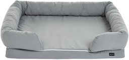 AmazonBasics Large Pet Dog Sofa Bolster Lounger Bed - 44 x 35.5 x 10 Inches, Grey