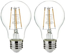 AmazonBasics 25 Watt Equivalent, Clear, Non-Dimmable, A19 LED Light Bulb | 2-Pack