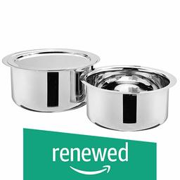 Solimo Stainless Steel 2-Piece Tope Set with One Steel Lid