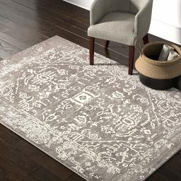 Amazon Brand – Rivet Charcoal Distressed Medallion Area Rug, 5 x 7 Foot