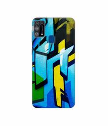 Amazon Brand - Solimo Designer Blue and Yellow Texture 3D Printed Hard Back Case Mobile Cover for Samsung Galaxy M31