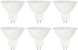 AmazonBasics 35 Watt Equivalent, 3000K White, Dimmable, 15,000 Hour Lifetime, MR16 LED Light Bulb | 6-Pack