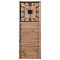 Amazon Brand – Stone & Beam Farmhouse Decor Wall Clock and Mail Storage Organizer - 38 Inch, Wood with Black Detail