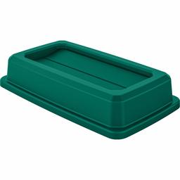 AmazonBasics Double Flip Lid for 23 Gallon Commercial Slim Trash Can, Green, 3-Pack