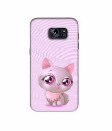 Amazon Brand - Solimo Designer Cute Pink Cat 3D Printed Hard Back Case Mobile Cover for Samsung Galaxy S7 Edge