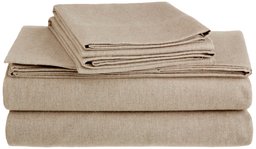 Pinzon Heather Flannel 5.4-Ounce Sheet Set, Queen, Khaki Heather