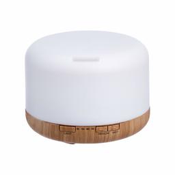 AmazonBasics 500ml Ultrasonic Aromatherapy Essential Oil Diffuser, Classic Wood Grain Base, Includes Timer and 7-Color Night Light