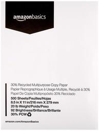 AmazonBasics 30% Recycled Multipurpose Copy Printer Paper - 8.5 x 11 Inches, 1 Ream (500 Sheets) (Renewed)