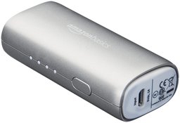 AmazonBasics Portable Charger/Power Bank, 3,350 mAh, Silver