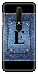 Amazon Brand - Solimo Designer Button Jeans Alphabet-E 3D Printed Hard Back Case Mobile Cover for Nokia 6 (2018)