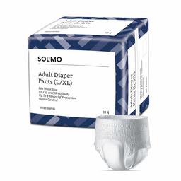 Amazon Brand - Solimo Adult Diaper Pants - 10 Count (Large/ XL)