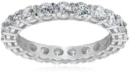 Platinum-Plated Sterling Silver All-Around Band Ring set with Round Swarovski Zirconia (2 cttw), Size 6