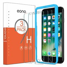 Eono [3 stuks] Essentials pantserglas compitabel met iPhone 6s/6/7/8, 2.5D, 9H, anti-kras, anti-belletjes, beschermend hoesje, met sjabloon