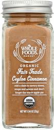 Whole Foods Market, Organic Fair Trade Ceylon Cinnamon, 1.94 oz