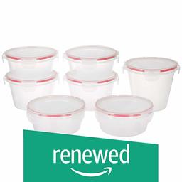 (Renewed) Amazon Brand - Solimo Plastic Kitchen Storage Container Set, 7-Pieces, Transparent