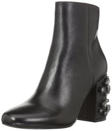 The Fix Sharlotta Bota de Tobillo de tacón de Bloque Adornado, para Mujer, Cuero Negro, 6 B(M) US