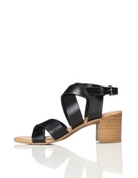 find. Sandalia de Cuero con Tiras Cruzadas para Mujer, Negro (Black), 36 EU